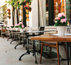 Picture of tables outside a bistro Picture of tables outside a bistro
